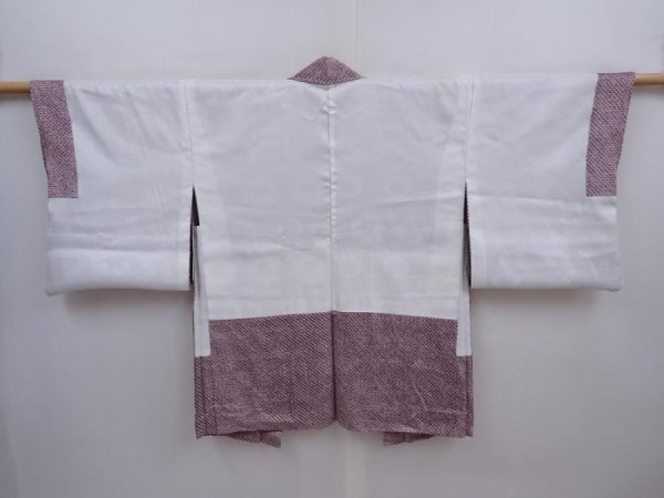 Photo7: 5910T10z460 Vintage Japanese Kimono Silk SHIBORI HAORI Dark purple-gray (7)