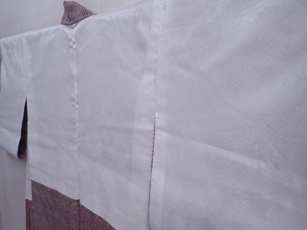 Photo8: 5910T10z460 Vintage Japanese Kimono Silk SHIBORI HAORI Dark purple-gray (8)