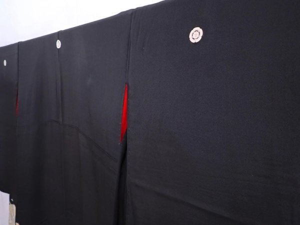 Photo2: 5910T11z640 Antique Japanese Kimono Silk TOMESODE Chrysanthemum Black (2)