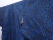 Photo2: 5910T12z610 Vintage Japanese Kimono Silk TSUMUGI Flower Dark blue (2)