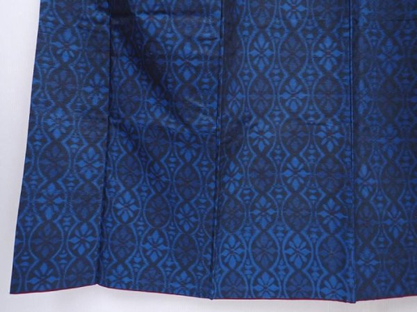 Photo4: 5910T12z610 Vintage Japanese Kimono Silk TSUMUGI Flower Dark blue (4)