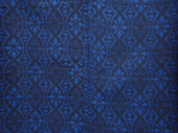 Photo5: 5910T12z610 Vintage Japanese Kimono Silk TSUMUGI Flower Dark blue (5)