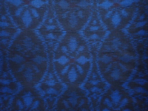 Photo6: 5910T12z610 Vintage Japanese Kimono Silk TSUMUGI Flower Dark blue (6)
