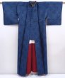 Photo8: 5910T12z610 Vintage Japanese Kimono Silk TSUMUGI Flower Dark blue (8)