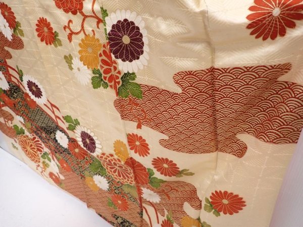 Photo4: 5910T13z1140 Vintage Japanese Kimono Silk FURISODE Chrysanthemum (4)