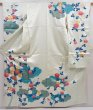 Photo1: 5910T14z960 Vintage Japanese Kimono Silk FURISODE Chrysanthemum Mint-white (1)