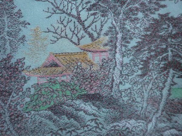 Photo4: 5911T02z440 Vintage Japanese Kimono Silk HAORI Trees Mint green (4)