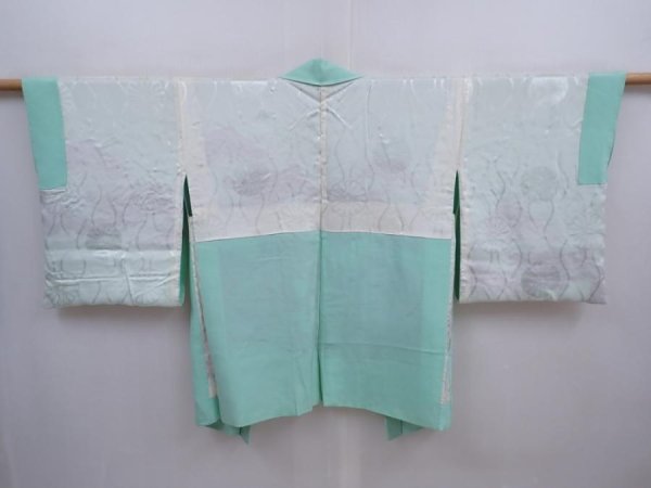 Photo8: 5911T02z440 Vintage Japanese Kimono Silk HAORI Trees Mint green (8)