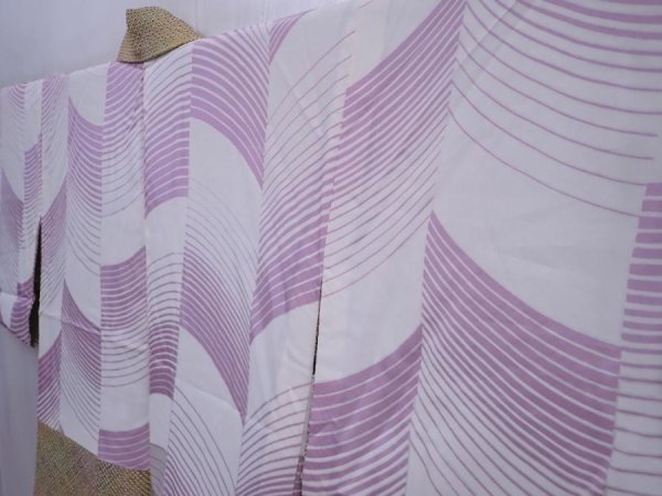 Photo7: 5911T07z530 Vintage Japanese Kimono Silk SHIBORI HAORI Flowers Olive (7)