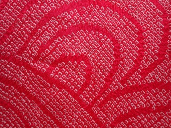 Photo4: 5911T08z490 Vintage Japanese Kimono Silk SHIBORI HAORI Wave Red-Pink (4)