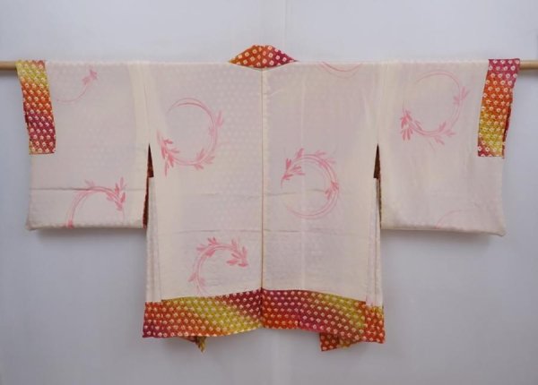 Photo6: 5911T09z450 Vintage Japanese Kimono Silk SHIBORI HAORI  Wine red (6)