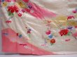 Photo6: 5911T12z1090 Vintage Japanese Kimono Silk FURISODE Peony Off-white (6)