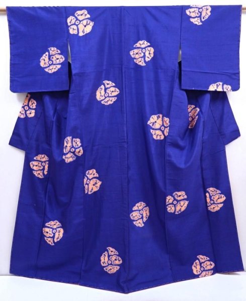 Photo1: 5911T13z780 Vintage Japanese Kimono Silk TSUMUGI  Dark lavender (1)