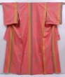 Photo1: 5911T14z840 Vintage Japanese Kimono Silk TSUMUGI Flower Coral pink (1)