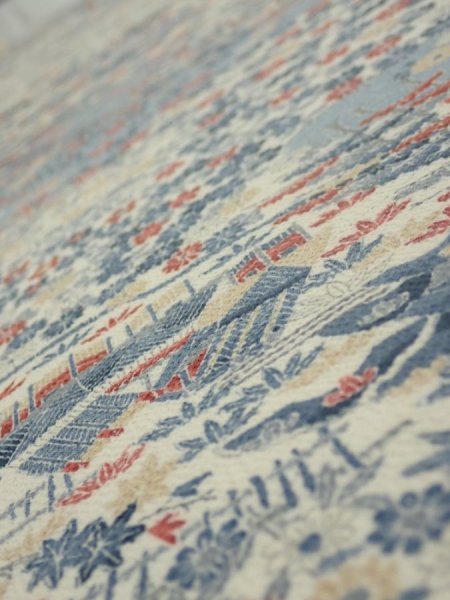 Photo4: 2U05z100  Japanese Kimono Crepe Silk  FABRIC Old house Off-white 65.4x14.2 (4)