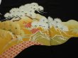 Photo1: 1J01z150  Japanese Kimono Silk  FABRIC Flower Pine Black 59.4x25.0 (1)