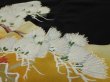 Photo2: 1J01z150  Japanese Kimono Silk  FABRIC Flower Pine Black 59.4x25.0 (2)