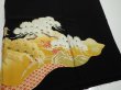 Photo4: 1J01z150  Japanese Kimono Silk  FABRIC Flower Pine Black 59.4x25.0 (4)