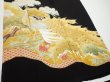 Photo6: 1J02z200  Japanese Kimono Silk  FABRIC Peacock Black 56.7x28.3 (6)