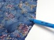 Photo6: 1J01z60  Japanese Kimono Crepe Silk  FABRIC Flowers Dull blue 38.6x14.6 (6)