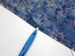 Photo6: 1J02z60  Japanese Kimono Crepe Silk  FABRIC Flowers Dull blue 39.4x14.2 (6)