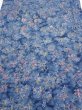 Photo1: 1J03z100  Japanese Kimono Crepe Silk  FABRIC Flowers Dull blue 66.1x14.2 (1)