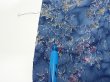 Photo7: 1J04z100  Japanese Kimono Crepe Silk  FABRIC Flowers Dull blue 66.1x14.0 (7)