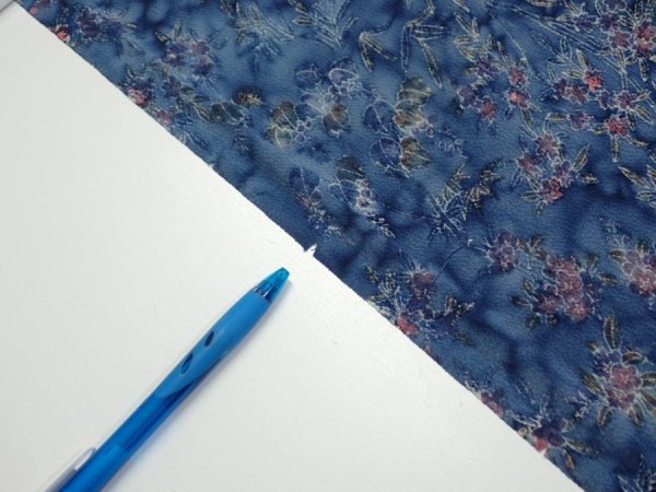 Photo6: 1J05z100  Japanese Kimono Crepe Silk  FABRIC Flowers Dull blue 64.6x14.2 (6)