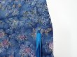 Photo7: 1J05z100  Japanese Kimono Crepe Silk  FABRIC Flowers Dull blue 64.6x14.2 (7)