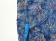 Photo7: 1J06z100  Japanese Kimono Crepe Silk  FABRIC Flowers Dull blue 65.0x14.2 (7)