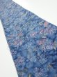 Photo1: 1J07z50  Japanese Kimono Crepe Silk  FABRIC Flowers Dull blue 57.5x7.1 (1)