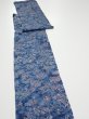 Photo3: 1J09z60  Japanese Kimono Crepe Silk  FABRIC Flowers Dull blue 79.9x7.1 (3)