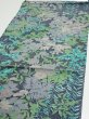 Photo3: 1J01z60  Japanese Kimono Silk  FABRIC Plants Navy-Gray 40.9x14.2 (3)