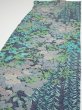 Photo3: 1J03z90  Japanese Kimono Silk  FABRIC Plants Navy-Gray 65.4x14.2 (3)