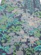 Photo1: 1J04z90  Japanese Kimono Silk  FABRIC Plants Navy-Gray 65.4x14.2 (1)