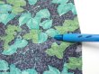 Photo6: 1J05z90  Japanese Kimono Silk  FABRIC Plants Navy-Gray 65.0x14.2 (6)