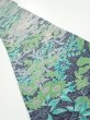 Photo1: 1J07z40  Japanese Kimono Silk  FABRIC Plants Navy-Gray 59.4x7.1 (1)