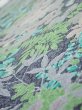 Photo4: 1J08z40  Japanese Kimono Silk  FABRIC Plants Navy-Gray 59.8x7.1 (4)