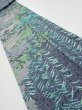 Photo1: 1J09z60  Japanese Kimono Silk  FABRIC Plants Navy-Gray 81.1x7.1 (1)