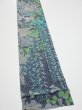 Photo2: 1J09z60  Japanese Kimono Silk  FABRIC Plants Navy-Gray 81.1x7.1 (2)