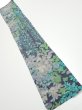 Photo1: 1J10z30  Japanese Kimono Silk  FABRIC Plants Navy-Gray 38.6x6.9 (1)
