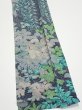 Photo3: 1J10z30  Japanese Kimono Silk  FABRIC Plants Navy-Gray 38.6x6.9 (3)