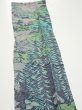 Photo4: 1J10z30  Japanese Kimono Silk  FABRIC Plants Navy-Gray 38.6x6.9 (4)