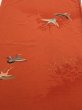 Photo1: 1J01z60  Japanese Kimono Crepe Silk  FABRIC Flying crane Dark orange 42.9x14.4 (1)