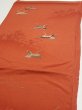 Photo3: 1J01z60  Japanese Kimono Crepe Silk  FABRIC Flying crane Dark orange 42.9x14.4 (3)