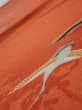 Photo4: 1J01z60  Japanese Kimono Crepe Silk  FABRIC Flying crane Dark orange 42.9x14.4 (4)
