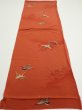 Photo5: 1J01z60  Japanese Kimono Crepe Silk  FABRIC Flying crane Dark orange 42.9x14.4 (5)