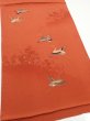 Photo2: 1J02z70  Japanese Kimono Crepe Silk  FABRIC Flying crane Dark orange 41.7x14.4 (2)