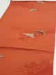 Photo3: 1J02z70  Japanese Kimono Crepe Silk  FABRIC Flying crane Dark orange 41.7x14.4 (3)