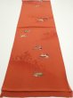 Photo5: 1J02z70  Japanese Kimono Crepe Silk  FABRIC Flying crane Dark orange 41.7x14.4 (5)